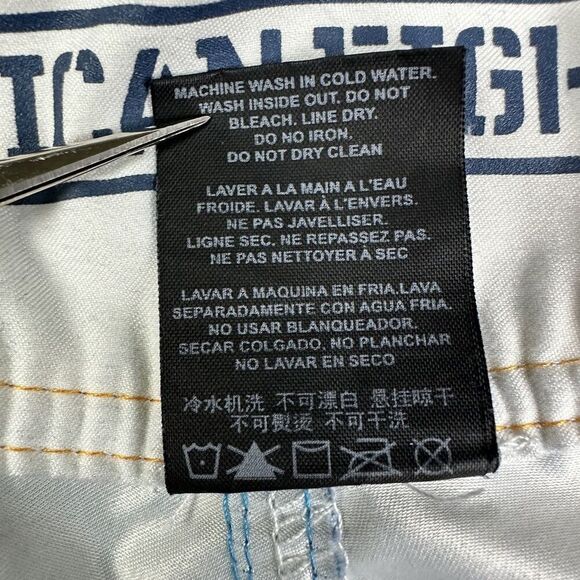 American Fighter Board Shorts Men 38 Blue Handover Stretch Swim Beach Affliction - Picture 16 of 16